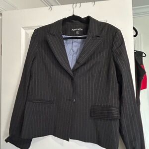 Albert Nipon Black Blazer (w/blue + beige stripes) - Sz 14P